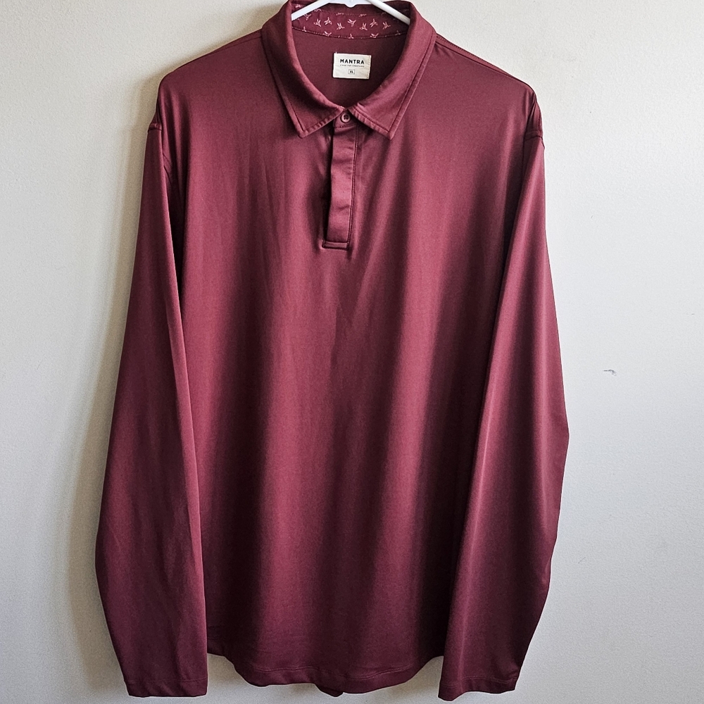 Mantra Catalyst Long Sleeve Performance Polo Shirt - Maroon Red - Size XL